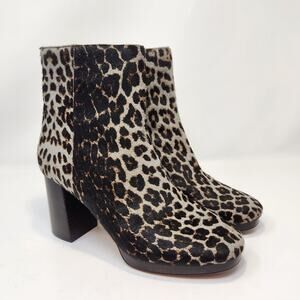 Sanctuary Razzle Leopard Print Calf Hair Ankle Booties Women Size 8.5 M Heel